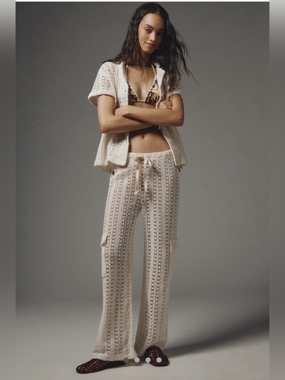 NWT Anthropologie Crochet Swim Cover-up Pant & Shirt Set